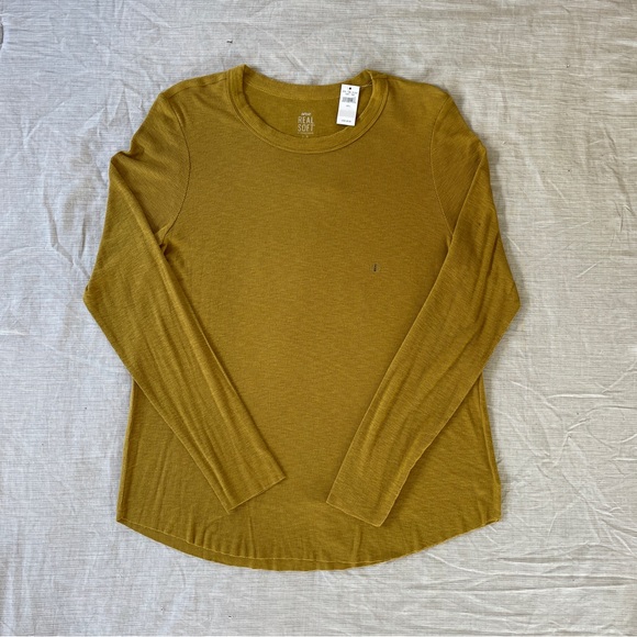 Yellow Ribbed Long Sleeve Tee - Picture 1 of 4